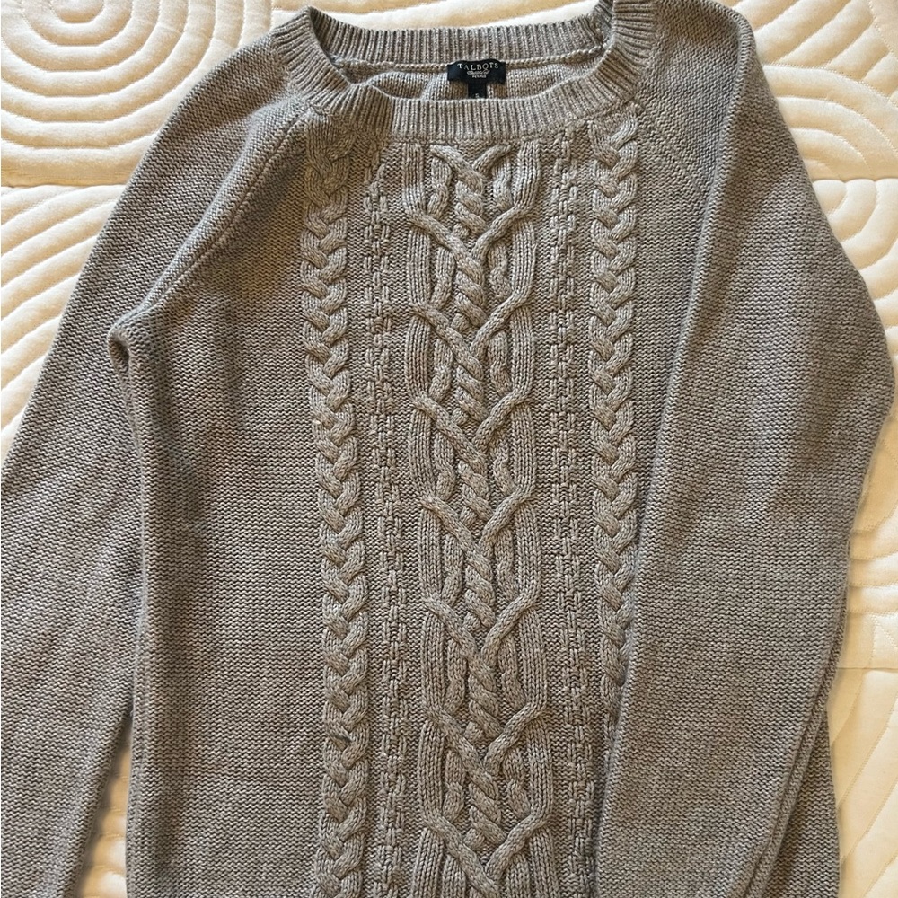 Talbots cable knit gray sweater